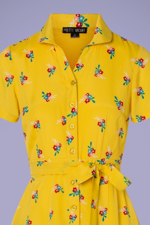 Pretty Vacant - 60s Jonie Pretty Floral Dress in Yellow 2