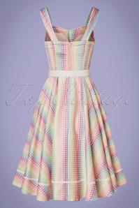 Vixen - Unreal Redheads Collaboration ~ 50s Trixie Gingham Swing Dress in Rainbow 5