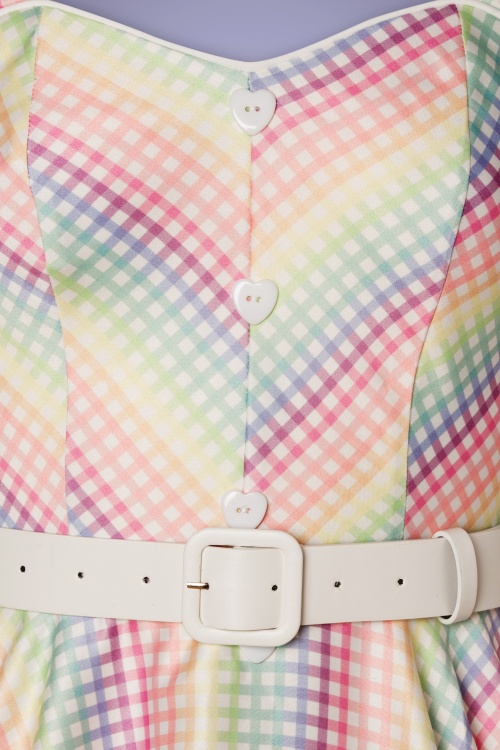 Vixen - Unreal Redheads Collaboration ~ 50s Trixie Gingham Swing Dress in Rainbow 4