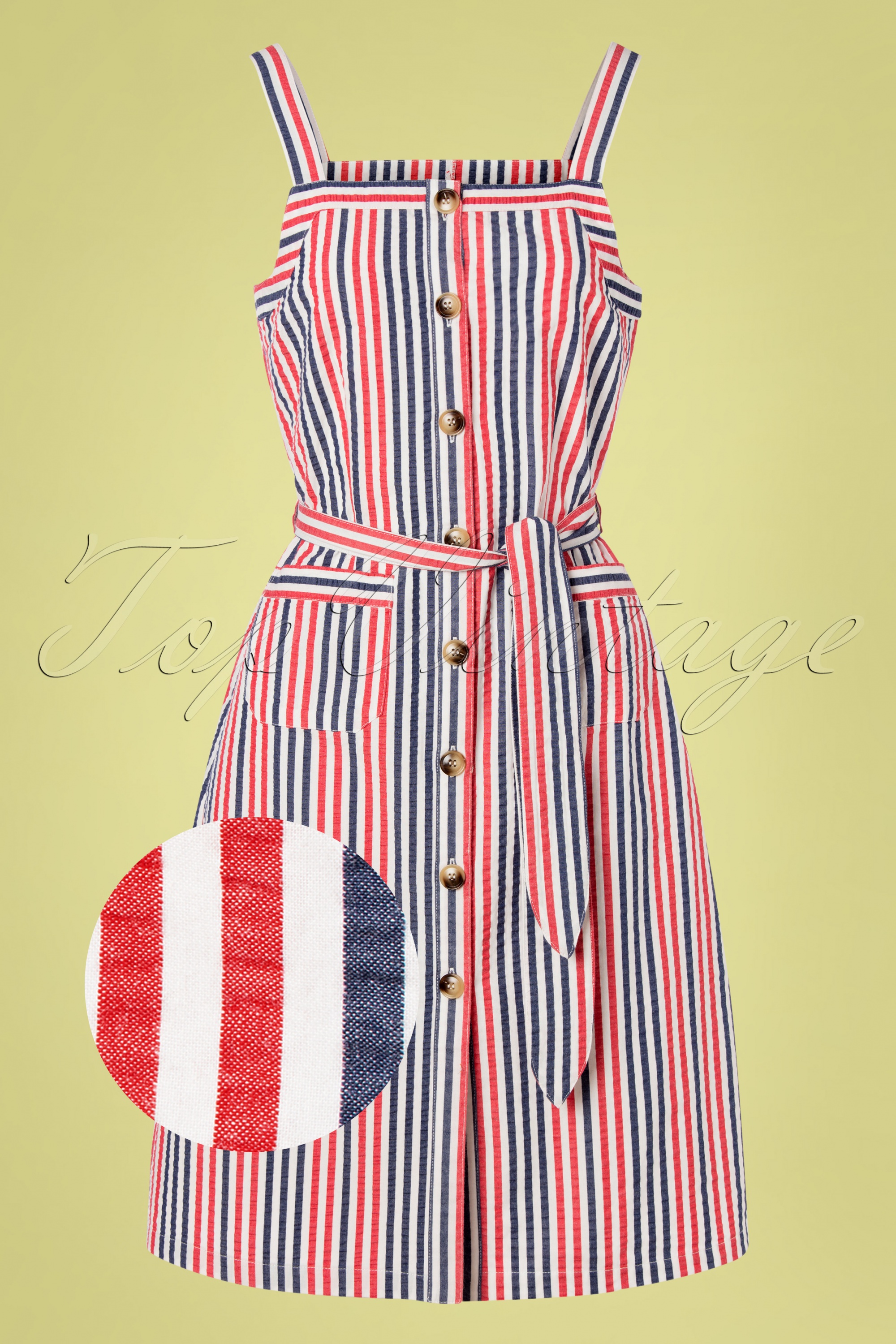 King Louie 60s Beth Bellaria Stripes Pinafore Dress in