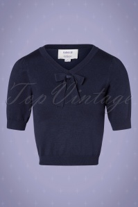 Collectif ♥ Topvintage - 50s Jennifer Knitted Top in Navy 2