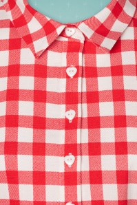 Collectif Clothing - Sammy vintage gingham knoopblouse in rood 4
