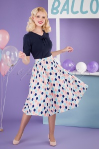 Collectif ♥ Topvintage - 50s Matilde Balloons Swing Skirt in Cream