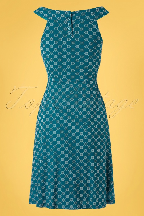 King Louie - Tilly Keyline Dress Années 60 en Bleu Golfe 5