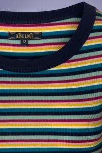 King Louie - Carice Daydream Stripes Top Années 60 en Bleu 3