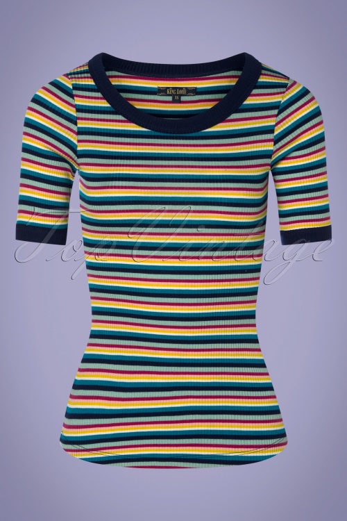 King Louie - 60s Carice Daydream Stripes Top in Blue 2