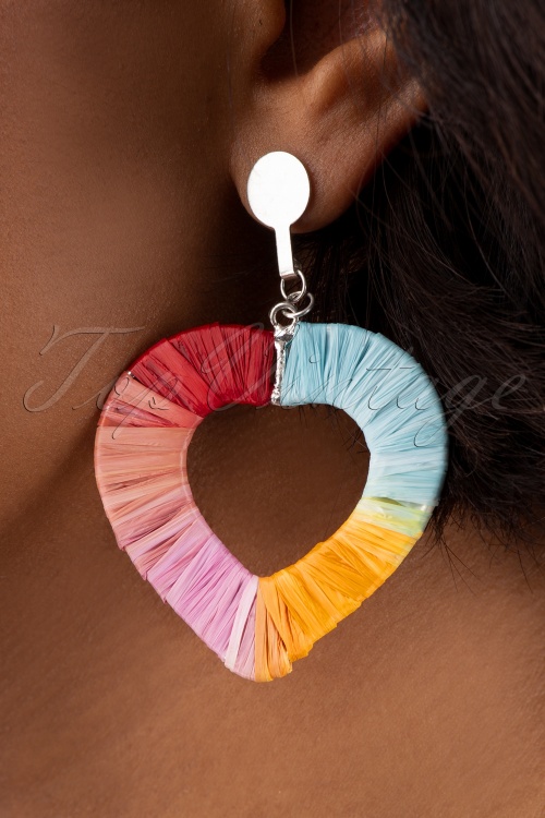 Darling Divine - 70s Rainbow Heart Earrings in Silver