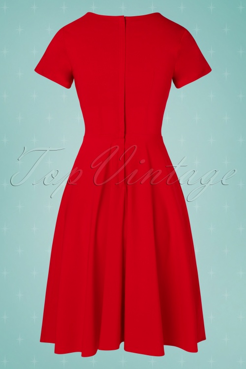 Collectif ♥ Topvintage - Norah swing jurk in lippenstift rood 6