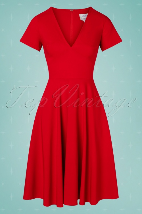 Collectif ♥ Topvintage - Norah swing jurk in lippenstift rood 2