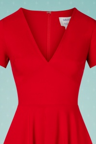 Collectif ♥ Topvintage - Norah swing jurk in lippenstift rood 4