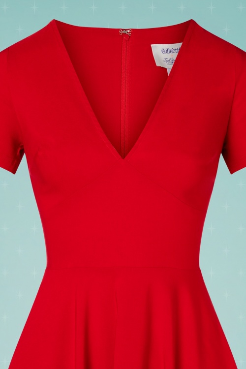 Collectif ♥ Topvintage - 50s Norah Swing Dress in Lipstick Red 4