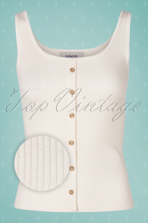 Collectif ♥ Topvintage - 50s Sadie Knitted Top in Ivory
