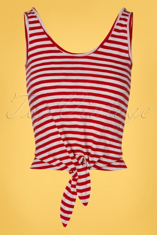King Louie - 50s Royale Stripes Knot Singlet in Chili Red