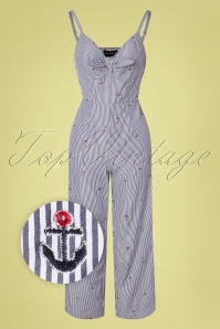 Vixen - 50s Andy Anchor Jumpsuit in Blue