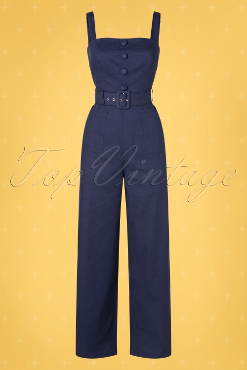 Collectif ♥ Topvintage - 50s Olympia Jumpsuit in Navy 2