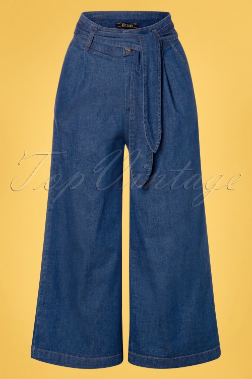 King Louie - 70s Ava Chambray Pants in River Blue 2