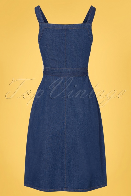 King Louie - 60s Beth Chambray Pinafore Dress in Summer Blue 5