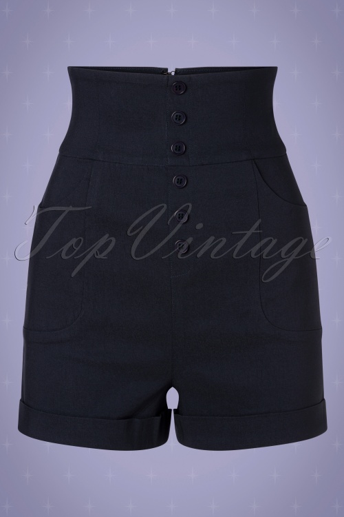 Collectif ♥ Topvintage - 50s Nomi Shorts in Navy 2
