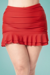 Unique Vintage - 50s Alice Skirted High Waist Swim Bottom in Red 5