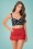 Unique Vintage - Alice skirted high waist bikini broekje in rood 2