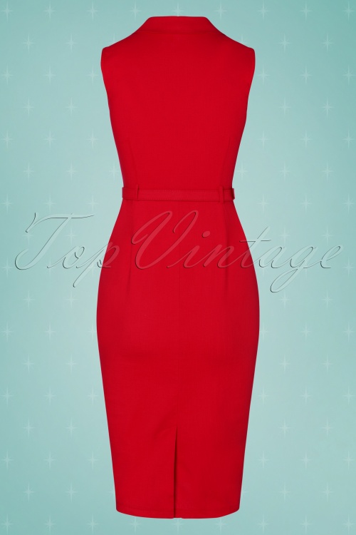 Collectif ♥ Topvintage - Caterina Pencil Dress Années 50 en Rouge 4
