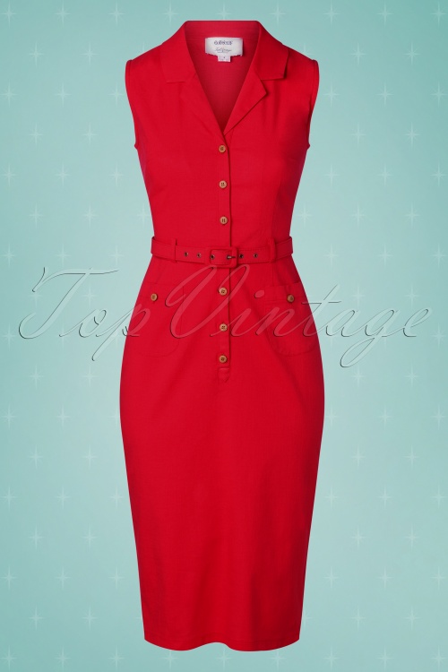 Collectif ♥ Topvintage - Caterina Pencil Dress Années 50 en Rouge 2
