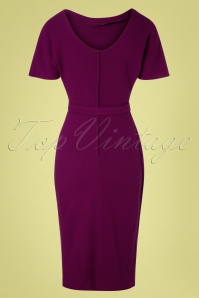 Miss Candyfloss - 50s Finlay Wiggle Dress in Sangria Purple 4