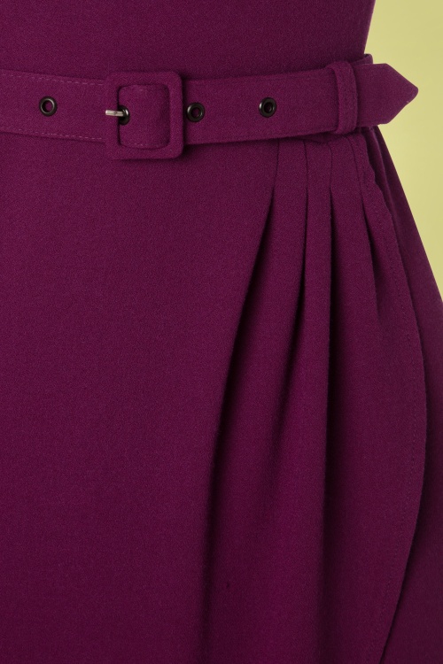 Miss Candyfloss - 50s Finlay Wiggle Dress in Sangria Purple 3