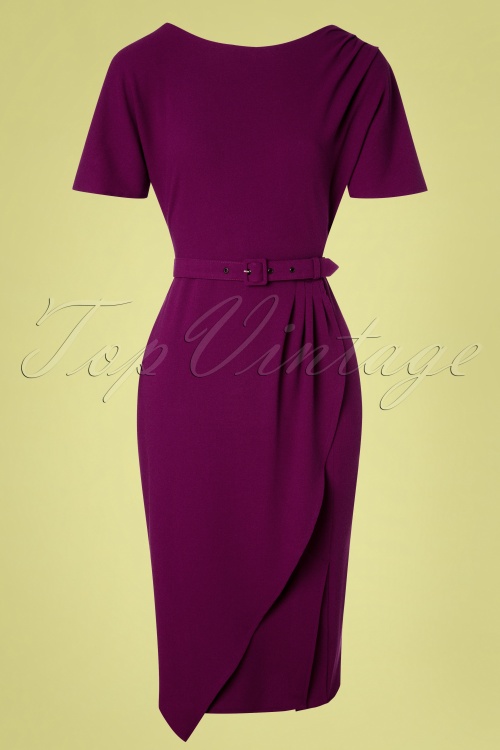 Miss Candyfloss - 50s Finlay Wiggle Dress in Sangria Purple