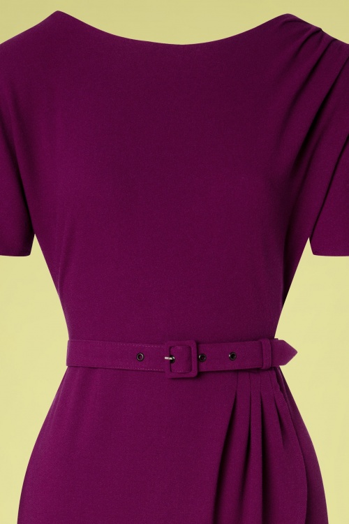 Miss Candyfloss - 50s Finlay Wiggle Dress in Sangria Purple 2