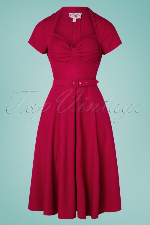 Miss Candyfloss - Fianna helio swing jurk in kersenrood