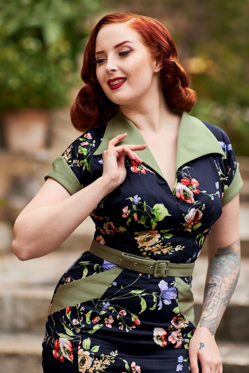 Miss Candyfloss - 50s Fiora Lee Pencil Dress in Midnight