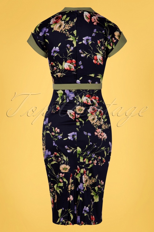 Miss Candyfloss - 50s Fiora Lee Pencil Dress in Midnight 5