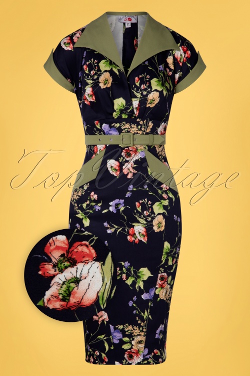 Miss Candyfloss - 50s Fiora Lee Pencil Dress in Midnight 2