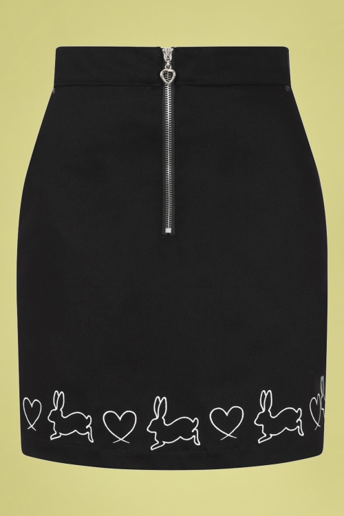 Bunny - 60s Hop Along Mini Skirt in Black