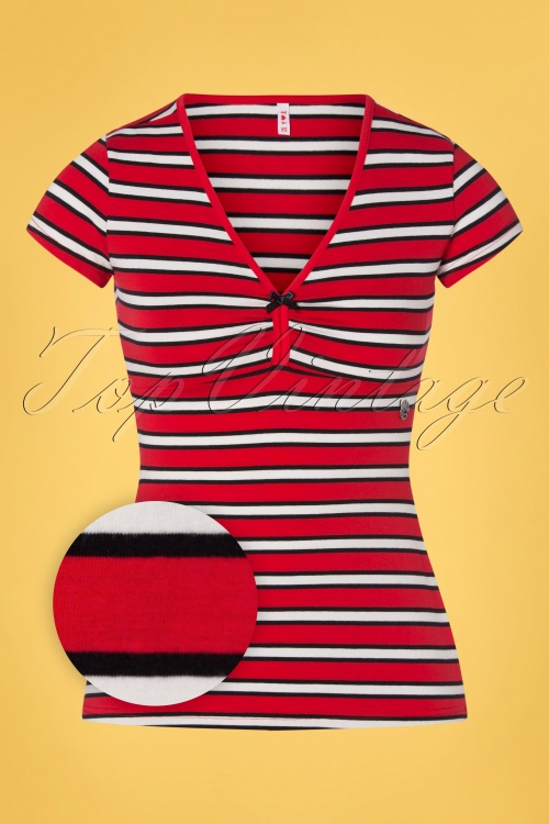 Blutsgeschwister - 50s Mon Coeur Tee in Les Stripes Red