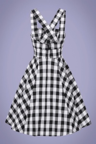 Bunny - 50s Victorine Gingham Pinafore Dress in Black and White 2