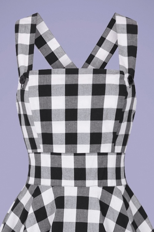 Bunny - Victorine Gingham Pinafore Dress Années 50 en Noir et Blanc 3