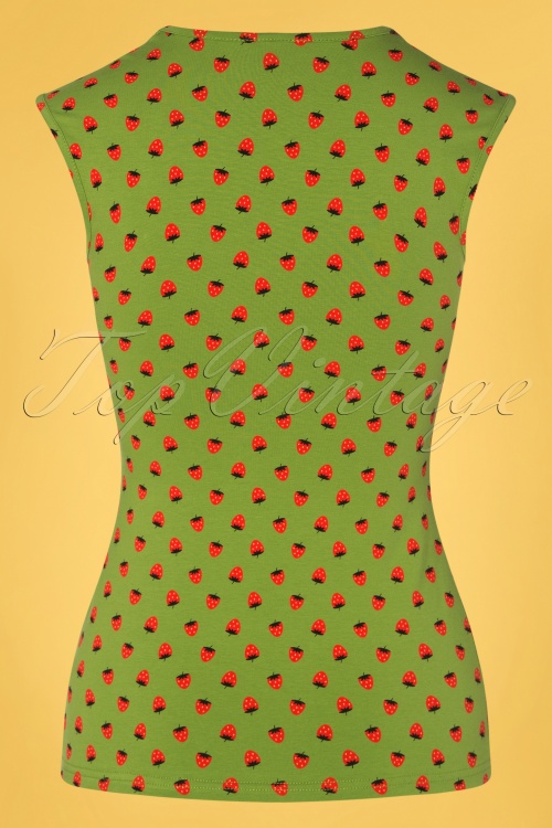 Blutsgeschwister - 50s Merci Cherie Top in Strawberry Soucre Green 2