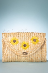 Collectif Clothing - 70s Sunflower Straw Handbag
