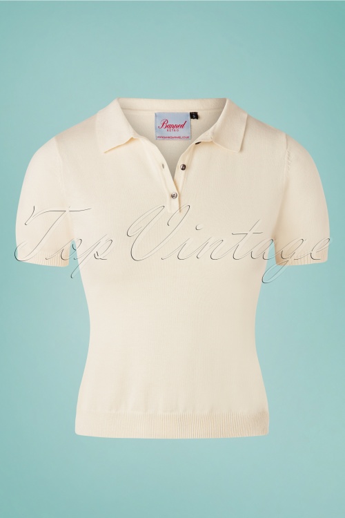Banned Retro - Sommerpolo in Creme 2