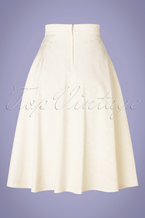 Banned Retro - 60s Preppy Roses Skirt in Ivory White 2