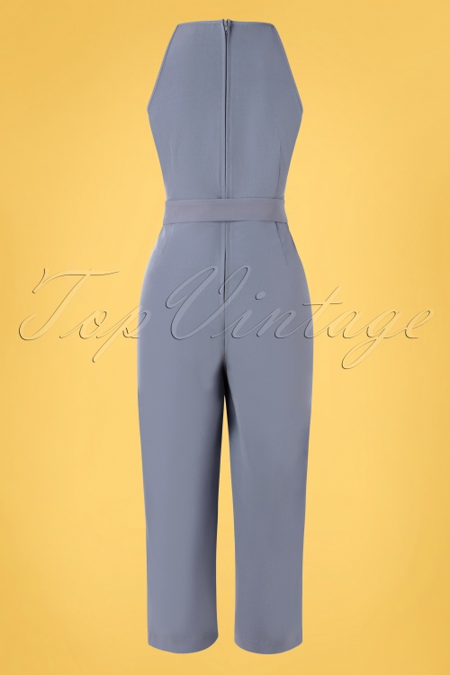 Banned Retro - 60s Sophie Culotte Jumpsuit in Sky Blue 2