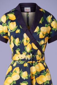 Banned Retro - 50s Lenny Lemon Swing Dress in Navy 2