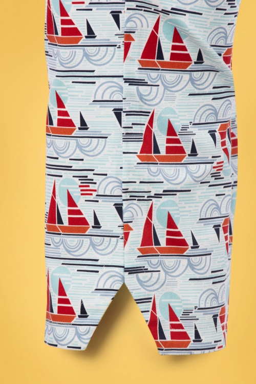 Banned Retro - Sail Away Capri Trousers Années 50 en Bleu 3