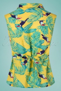 Banned Retro - All-over Toucan blouse in geel 5