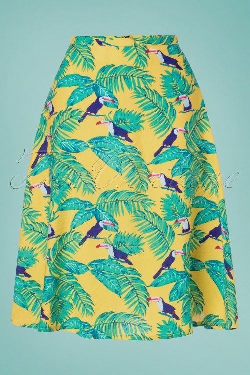 Banned Retro - 60s All Over Toucan Skirt in Yellow