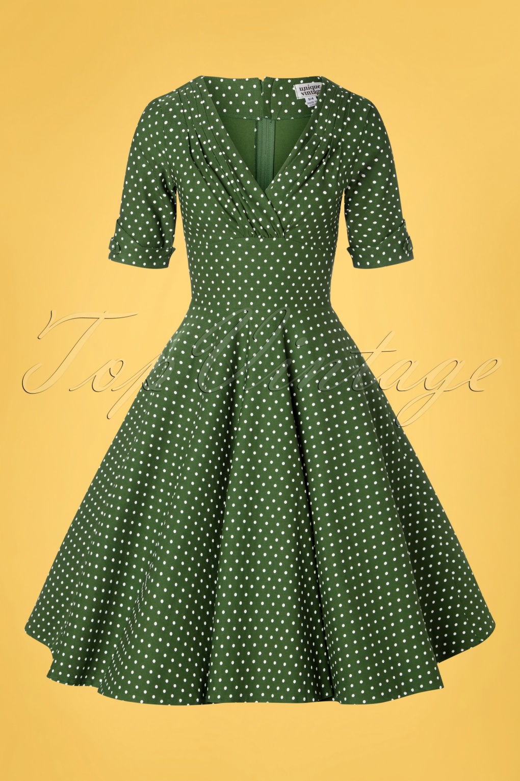 50s Delores Dot Swing Dress In Green And White