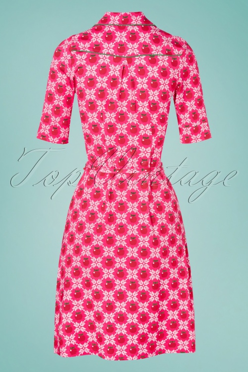 Tante Betsy - 60s Betsy Apple Grain Button Dress in Pink 4