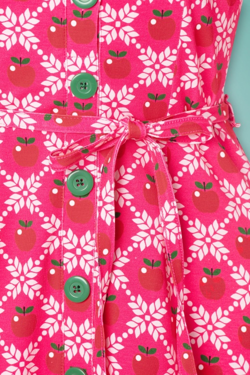 Tante Betsy - Betsy appel grain jurk met knopen in roze 3